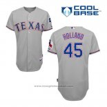 Maglia Baseball Uomo Texas Rangers Derek Holland 45 Grigio Cool Base