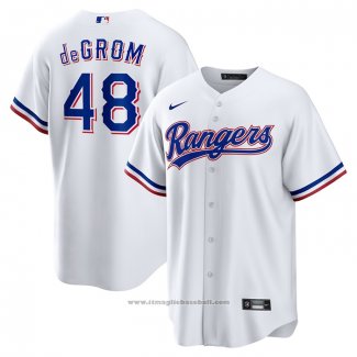 Maglia Baseball Uomo Texas Rangers Jacob Degrom Home Replica Bianco