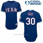Maglia Baseball Uomo Texas Rangers Neftali Feliz 30 Blu Alternato Cool Base