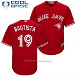 Maglia Baseball Uomo Toronto Blue Jays 19 Jose Bautista Rosso 2017 Cool Base