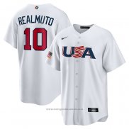 Maglia Baseball Uomo USA 2023 J.T. Realmuto Replica Bianco