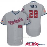 Maglia Baseball Uomo Washington Nationals 2017 Stelle e Strisce Jayson Werth Grigio Flex Base
