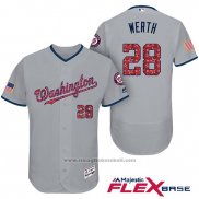 Maglia Baseball Uomo Washington Nationals 2017 Stelle e Strisce Jayson Werth Grigio Flex Base