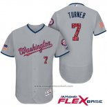 Maglia Baseball Uomo Washington Nationals 2017 Stelle e Strisce Trea Turner Grigio Flex Base