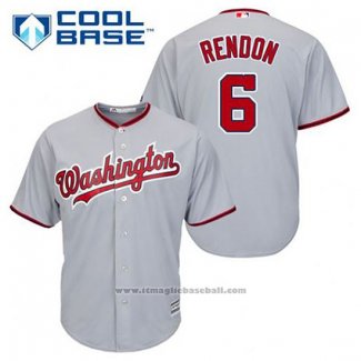 Maglia Baseball Uomo Washington Nationals Anthony Rendon 6 Grigio Cool Base