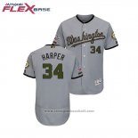 Maglia Baseball Uomo Washington Nationals Bryce Harper 2018 Memorial Day Flex Base Grigio