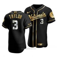 Maglia Baseball Uomo Washington Nationals Michael A. Taylor Golden Edition Autentico Nero Or