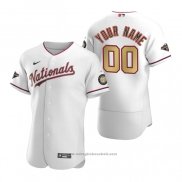 Maglia Baseball Uomo Washington Nationals Personalizzate Gold-Trimmed Championship Autentico Bianco