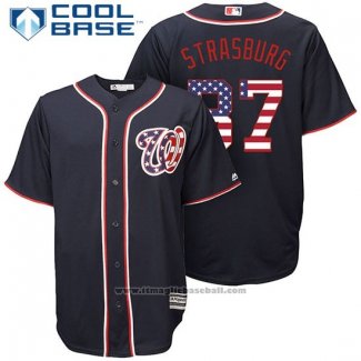 Maglia Baseball Uomo Washington Nationals Stephen Strasburg Stars Stripes Cool Base Blu