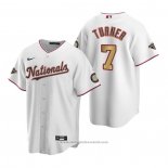 Maglia Baseball Uomo Washington Nationals Trea Turner Gold-Trimmed Championship Replica Bianco