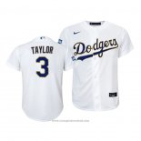 Maglia Baseball Bambino Los Angeles Dodgers Chris Taylor 2021 Gold Program Replica Bianco