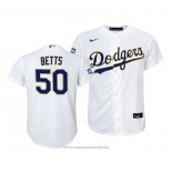 Maglia Baseball Bambino Los Angeles Dodgers Mookie Betts 2021 Gold Program Replica Bianco