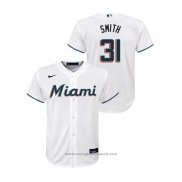 Maglia Baseball Bambino Miami Marlins Caleb Smith Replica Primera Bianco