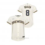 Maglia Baseball Bambino Milwaukee Brewers Ryan Braun Replica Primera Crema