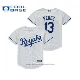 Maglia Baseball Bambino Royals Salvador Perez Cool Base Home Replica Bianco