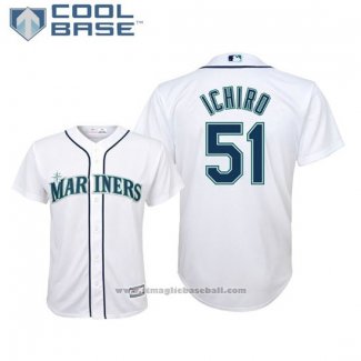 Maglia Baseball Bambino Seattle Mariners Ichiro Suzuki Cool Base Home Replica Bianco