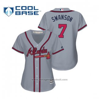 Maglia Baseball Donna Atlanta Braves Dansby Swanson Cool Base Road 2019 Grigio