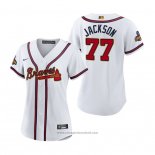 Maglia Baseball Donna Atlanta Braves Luke Jackson 2022 Gold Program Replica Bianco