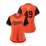 Maglia Baseball Donna Baltimore Orioles Cody Carroll 2018 LLWS Players Weekend Cc Orange