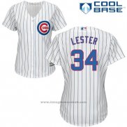 Maglia Baseball Donna Chicago Cubs 34 Jon Lester Cool Base Bianco