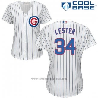 Maglia Baseball Donna Chicago Cubs 34 Jon Lester Cool Base Bianco