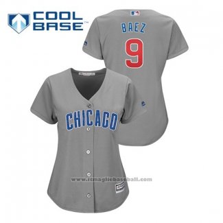 Maglia Baseball Donna Chicago Cubs Javier Baez Cool Base Replica Grigio