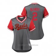 Maglia Baseball Donna Cincinnati Reds Alex Blandino 2018 LLWS Players Weekend Blandy Grigio