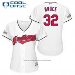 Maglia Baseball Donna Cleveland Indians 2017 Postseason 32 Jay Bruce Bianco Cool Base