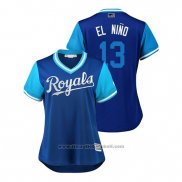 Maglia Baseball Donna Kansas City Royals Salvador Perez 2018 LLWS Players Weekend El Nino Blu