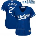 Maglia Baseball Donna Los Angeles Dodgers 21 Yu Darvish Cool Base Blu