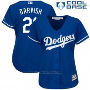 Maglia Baseball Donna Los Angeles Dodgers 21 Yu Darvish Cool Base Blu