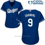 Maglia Baseball Donna Los Angeles Dodgers 9 Yasmani Grandal Bianco Cool Base