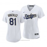 Maglia Baseball Donna Los Angeles Dodgers Victor Gonzalez 2021 Gold Program Replica Bianco