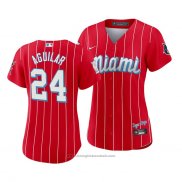 Maglia Baseball Donna Miami Marlins Jesus Aguilar 2021 City Connect Sugar Kings Rosso