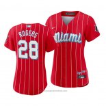 Maglia Baseball Donna Miami Marlins Trevor Rogers 2021 City Connect Sugar Kings Rosso