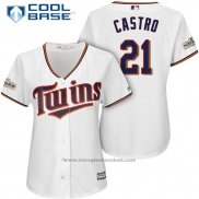 Maglia Baseball Donna Minnesota Twins 2017 Postseason Jason Castro Bianco Cool Base