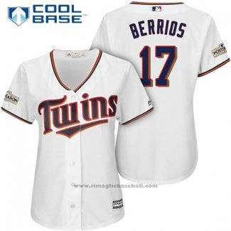 Maglia Baseball Donna Minnesota Twins 2017 Postseason Jose Berrios Bianco Cool Base