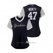 Maglia Baseball Donna New York Yankees Jordan Montgomery 2018 LLWS Players Weekend Monty Blu