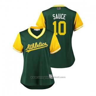 Maglia Baseball Donna Oakland Athletics Marcus Semien 2018 LLWS Players Weekend Sauce Verde