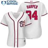 Maglia Baseball Donna Washington Nationals 34 Bryce Harper Bianco 2017 Cool Base