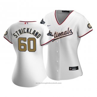 Maglia Baseball Donna Washington Nationals Hunter Strickland 2020 Gold Program Replica Bianco