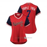 Maglia Baseball Donna Washington Nationals Trea Turner 2018 LLWS Players Weekend Triple Trea Rosso