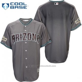 Maglia Baseball Uomo Arizona Diamondbacks 2017 Postseason Grigio Cool Base