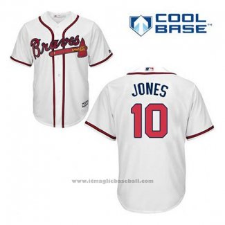 Maglia Baseball Uomo Atlanta Braves 10 Chipper Jones Bianco Home Cool Base