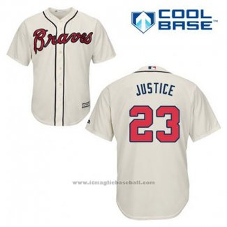 Maglia Baseball Uomo Atlanta Braves 23 David Justice Crema Alternato Cool Base