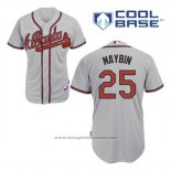 Maglia Baseball Uomo Atlanta Braves 25 Cameron Maybin Grigio Cool Base