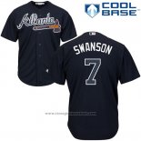 Maglia Baseball Uomo Atlanta Braves 3 Dansby Swanson Blu Cool Base