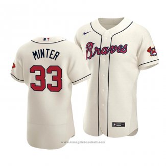 Maglia Baseball Uomo Atlanta Braves A.j. Minter Autentico Alternato Crema