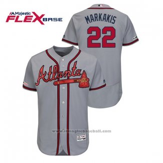 Maglia Baseball Uomo Atlanta Braves Nick Markakis Autentico Flex Base Grigio