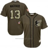 Maglia Baseball Uomo Baltimore Orioles 13 Manny Machado Verde Salute To Service